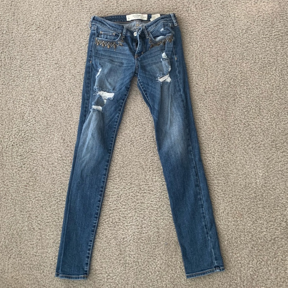 Abercrombie skinny jeans w embellished pockets 2